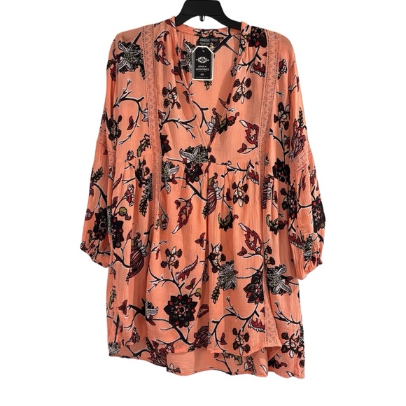 New ANA-K Anandas Collection Floral Tunic Mini Dress V-neck Women’s Size Large - Picture 1 of 7
